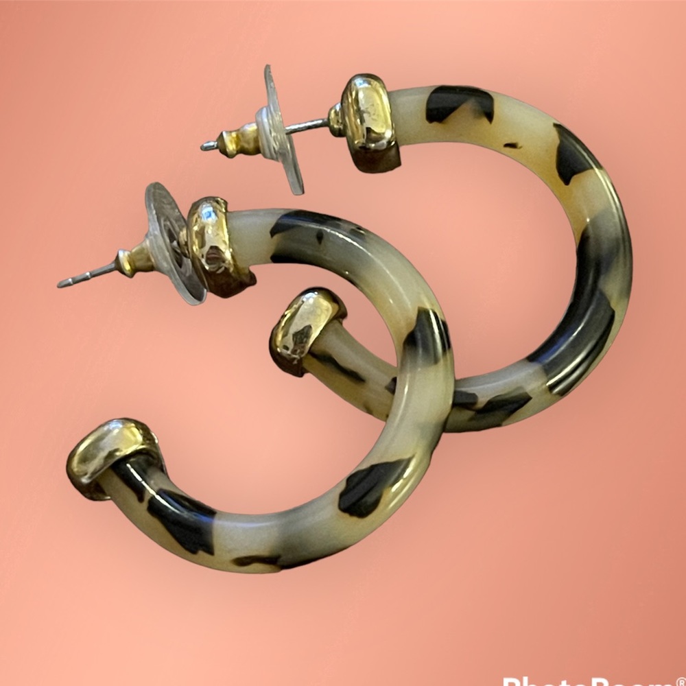 Tortoise Shell Pattern Cellulose Acetate Gold Ton… - image 1